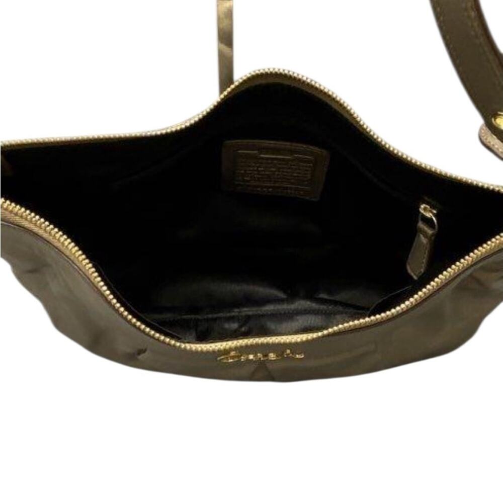 Coach Ashley Leather E/W Duffle Handbag, Metallic Gold Tan Hobo Brass/Steel - Picture 14 of 15